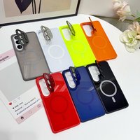 Fashion Solid Color Glossy Camera Lens Protector Holder Magnetic Phone Cover Case for Samsung Galaxy S26 S25 S24 Ultra Plus