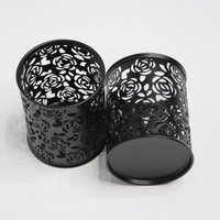 Metal Round Hollow Pencil Pen Holder Roses Flower Cutout Wear Resistant Pencil Cup Desk Organizer For Students Teachers Office