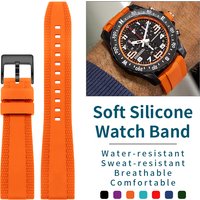 Compatible with Breitling Superocean Automatic 46 Professional Endurance Watch – Soft Comfortable Rubber/Silicone Strap