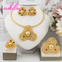 Luxury Gold Color Jewelry Set for Women – Bridal Long Necklace EarringS Set, Nigerian Choker Style Jewelry Sets for Party Gift
