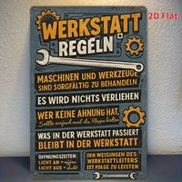 Vintage German Metal Sign "Werkstatt Regeln" - Retro Garage Workshop Rules Tin Plaque, Funny Mechanic Gift, Bar Pub Decoration,