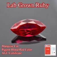 Lab Grown Ruby Marquise Cut Pigeon Blood Red Color High-quality Charms Jewelry Making Main Materials Selectable Certificate