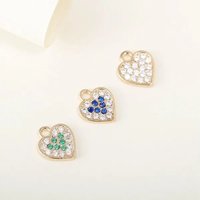 4PCS 8*10MM 14K Gold Color Plated Brass with Zircon Heart Charms Pendants High Quality Diy Jewelry Accessories