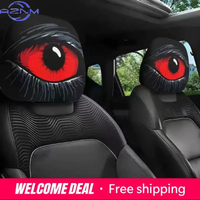 2Pcs Universal Car Seat Cover Breathable Black Skull Pattern Car Headrest Cover Dust-proof Elastic Car Seat Headrest