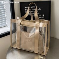 MOODS 2-IN-1 Shoulder Bag Set For Women PVC Transparent Waterproof Large Capacity Shopper Beach Totes 2024 Summer Latest Handbag