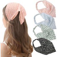 Summer Autumn Small Daisy Floral Fabric Bandanas Chiffon Elastic Band Ladies Turban Triangle HeadScarf Woman