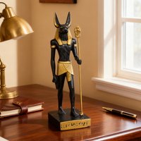 Egyptian Anubis Resin Statue Vintage Jackal God Craft Retro Ornament Travel Souvenir Decor for Home Entryway Living Room Display