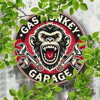 Gas Monkey Garage Round Aluminum Sign, 7.8-inch Vintage Wall Decor for Home, Bar, Cafe, Garage - Multipurpose Retro Tin Metal Wa