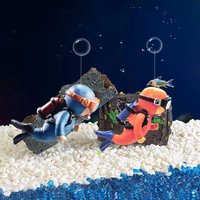 1/4Pcs Fish Tank Decoration Resin Landscaping Small Ornaments Mini Diver Glow Aquarium Decor Floating Ball Aquarium