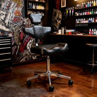 Tattoo Chair SGS Gas Lift Silent Casters Adjustable Height Heavy Duty Seat Back Cushion High Resilience Foam Breathable Leather