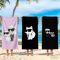 Man K-KarlS-ES Cat Towel Beach Oversized Soft Ultra Absorbent Quick Drying Large Pool Travel Camping Bathroom