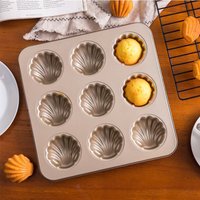 Madeleine Mold Cake Baking Pan 9-Cavity Non-Stick Candy Mold Carbon Steel Cake Mold Madeleine Pan Shell Shaped Baking Mold