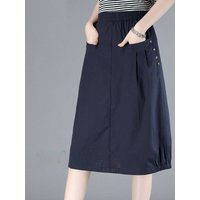 Pure Cotton High Waist A-Line Midi Skirt Women's Casual Loose Fit Spring New Style Xinjiang Half-length Skirts