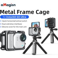 aMagisn for Insta360 Go Ultra , Metal Camera Cage & Quick-Release Mount , Horizontal and Vertical Frame 2 Cold Shoe Interface