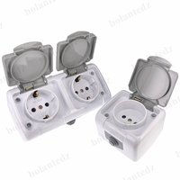 Germany Socket Outlet European 2P+E IP54 Surface Type 2 Gang Schuko Waterproof Socket With Earthing