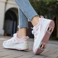 New Four-Wheel Walking Shoes for Girls and Children, Sports Roller Shoes for Girls, Ice Skating Shoelaces, Roller Shoes for Girl