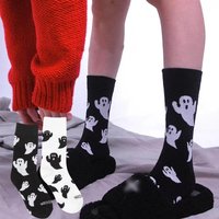 1Pairs Halloween Ghost Funny Women's Cotton Socks Black Hosiery Mid Tube Sock Halloween Winter Warm Sock Tide Socks Unisex Gifts