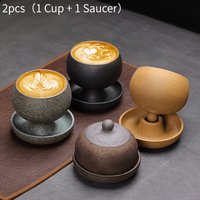2Pcs 150ml Ceramic Coffee Cups with Saucers, Reusable Tea Cups, Beverage Cups with Creative Lid Design, a Top Choice for Coffee Lovers as a Gift, Suitable for Home, Restaurants, Parties, and as a Gift