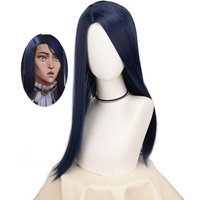 Anime Arcane Caitlyn Cosplay Wig Dark Blue Long Straight Heat Resistant Synthetic Hair The Sheriff of Piltover Wigs