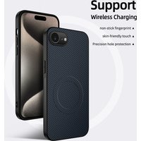 Magnetic Case For iPhone 17E 16E Skin-feel Carbon Fiber Textured Anti-drop Cover For iPhone 16E 16 E SHockproof Bumper