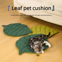 Soft Cotton All-Season Cat Mattress Leaf Shape Reversible Washable Pet Sleeping Blanket Floor Mat for Cats