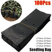 100Pcs Nursery Plants Cultivation Pot Planting Bag PE Plastic with Breathable Hole Plant Growth Bag Thicken Black Seedling Bag