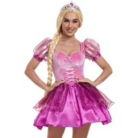 Adult Rapunzel Princess Dress Cosplay Tangled Costume for Women Carnival Halloween Party Fancy Dress Up