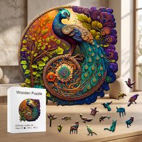 Adult Animal Wooden Puzzle Round Peacock and Bird Wooden Toy Children's Puzzle Toy Festival Gift A3 A4 A5 Multi Size Puzzle