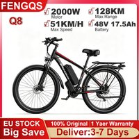 FENGQS Q8 Elektrofahrrad 48V 17,5Ah Akku 2000W Spitzenmotor 51KM/H Höchstgeschwindigkeit 128KM Maximale Reichweite E-Bike Elektro-Mountainbike