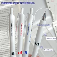 3 Minimalist Style Track Gel Pens 0.5mm Red Black Blue Three Color Quick Dry Low Center Gravity for Study and Office Use