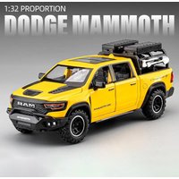 1:32 Dodge RAM Mammoth Pickup Truck Off Road Alloy Toy Car Model Sound & Light Pull Back Collection Gift For Boys Children Kid