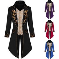 Men Steampunk Gothic Victorian Jacket Vintage Purple Velvet Tailcoat Medieval Frock Coat Uniform Renaissance Costume Homme XXXL