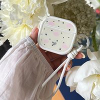 Fresh Pink Cloud Stars Pattern Magnetic Lid With Lanyard Shock Proof Earphone Cover Case for AirPods 1 or 2 3 4 Pro 2 Pro 3