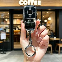 Silver Shell Fob For Mercedes Benz E S G Class GLC CLE CLA GLB GLS W177 W205 W213 W222 X167 AMG E200 E260 TPU Car Key Case Cover