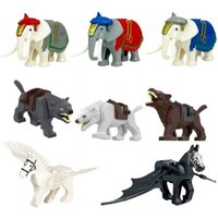 Small Particle Building Blocks MOC Warhorse War Elephant Wolf Battle Robe Animal Series Model Assembly Toys Boys' Holiday Gifts