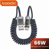 Toocki USB Type C Cable 66W Display 6A Fast Charging Charger Transparent USB C Cable Data Cord For Huawei Xiaomi Samsung Realme