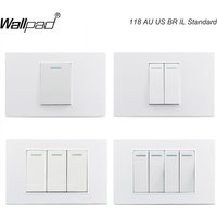 118 PC 1 2 3 4 Gang 2 3 Way Push On Off Wall Switch Wallpad White Fireproof Plastic Panel US BR l IT IL EU Light Interruptor