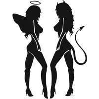 New Design Creative Angel Devil Sexy Girl Sunscreen Decal Decoration Fun Personality Car Decal Car Shape Decal, 15cm