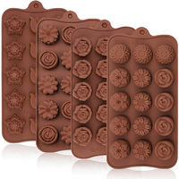 4Pcs Chocolate Molds Set Rose Flower Heart Chocolate Mould Waffle Candy Ice Cube Jelly Handmade Soap Cake Decoration Baking Mold