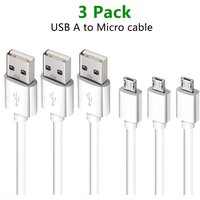 3m 2m 1m USB A to Micro Charging Cable 3 Pack 10Ft 6Ft Phone Charger Cord for Samsung HTC PS4 Camera MP3 Android Charger Cable