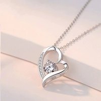 925 Sterling Silver Necklace 5A Zircon Heart for Women Wedding Jewelry Engagement Charm Party Gift Fine Pendant chain