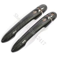 For Renault Clio IV Clio 4 MK4 2012 2013 2014~ 2017 Carbon fiber pattern New Chrome Door Handle Cover Pad Sticker Car Styling