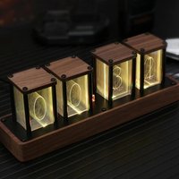 RGB Nixie Tube Clock Colorful LED Digital Table Clock USB Powered Alarm Clock Large Display Clock For Bedroom Desk Decoration