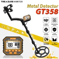 Treasure Hunter Metal Detector GT358 Underground Scanner Finder Digger Notch Waterproof 10" Coil Professional Pinpointing Tool