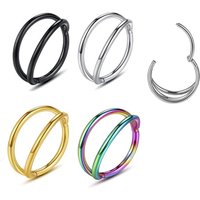 1-3PCS Double Hoops Nose Ring Hoop Hinged Septum Hoop Piercing Hypoallergenic Conch Daith Helix Ring Hoops Rook Tragus Lip Ring