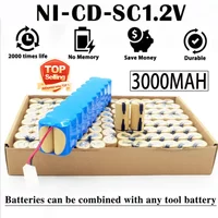 Wysokiej jakości akumulator Ni-Cd 1,2 V, 3000 mAh, przeznaczony do wkrętarek, kompatybilny z narzędziami elektrycznymi marek Makita, Bosch, Hitachi i DeWalt, seria Sub-C SC.