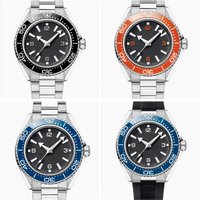 2026 Top Quality Mens Automatic Mechanical Watch 904L Stainless Steel Orange Rubber Sports Watches Black Blue Ceramic Bezel 42mm