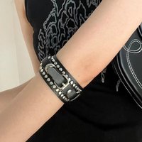 ZAKOL Goth Gothic Punk Black White Leather Wristband Bracelet for Women Men Spikes Rivet Stud Bangle Rock Unisex Jewelry