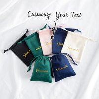 5pc Custom Logo Velvet Drawstring Bag Personalized Embroidered Jewelry Pouch Gift Bags For Wedding Party Favor Packaging