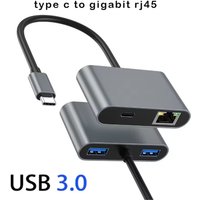 60W PD Type-C Charging 1000Mbps Ethernet LAN Network Adapter Type-C To RJ45 2 USB 3.0 Ports Network Adapter for Laptop PC